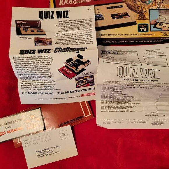 Vintage 1980 Coleco Quiz Wiz Computer and 2 Cartridges Quiz #1 and 15 NBA Teams - Picture 9 of 12